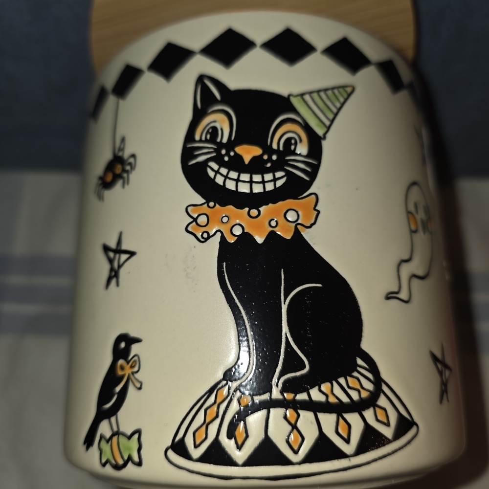 Eli + Ana Black Cat Creep Show Jar with Bamboo Lid NEW - Picture 4 of 4